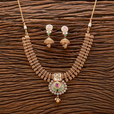 Antique Meenakari Necklace With Matte Gold Plating