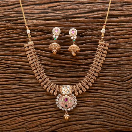 Antique Meenakari Necklace With Matte Gold Plating