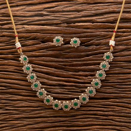 Antique Reverse Ad Stone Necklace With Mehndi Plating