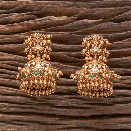 Antique Jhumki With Matte Gold Plating