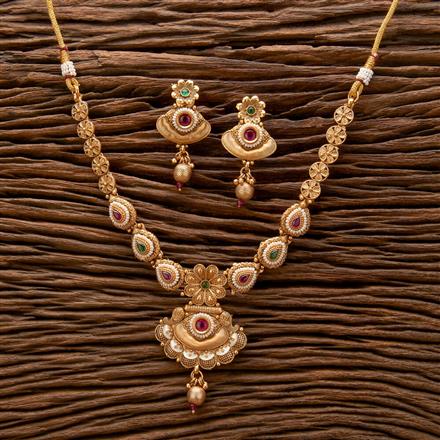 Antique Meenakari Necklace With Matte Gold Plating