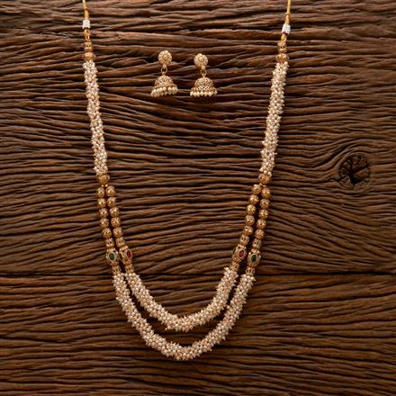 AntiquePearl Mala Necklace With Gold Plating
