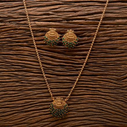 Antique South Indian Pendant Set With Matte Gold Plating