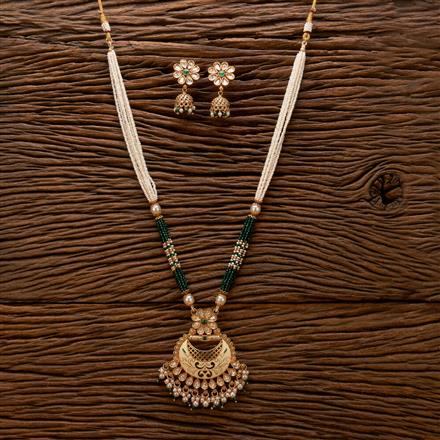 Antique Meenakari Pendant Set With Matte Gold Plating