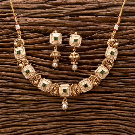 Antique Meenakari Necklace With Matte Gold Plating