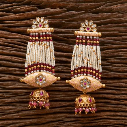 Antique Meenakari Earring With Matte Gold Plating