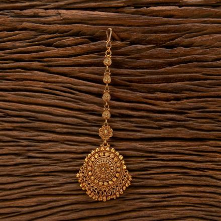 Antique Plain Matte Gold Tikka With Matte Gold Plating