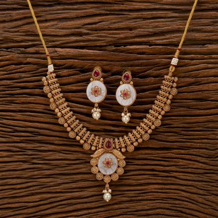 Antique Mother Of Pearl Necklace With Gold Plating