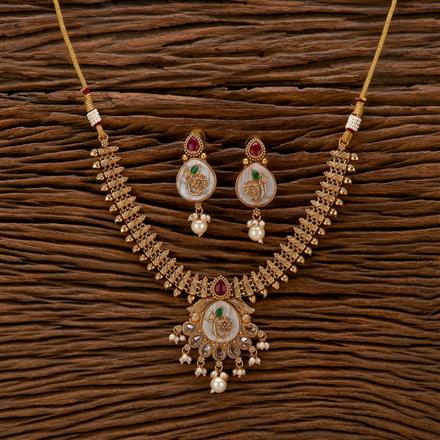 Antique Mother Of Pearl Necklace With Gold Plating