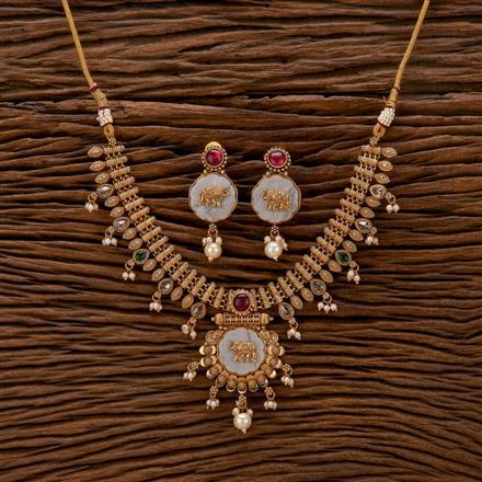 Antique Mother Of Pearl Necklace With Gold Plating