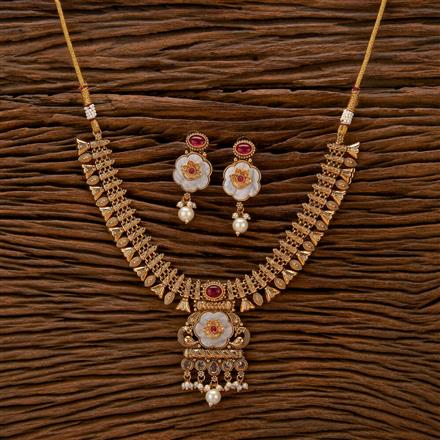 Antique Mother Of Pearl Necklace With Gold Plating