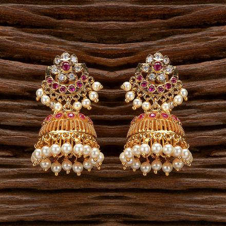 Antique Moti Jhumki With Gold Plating