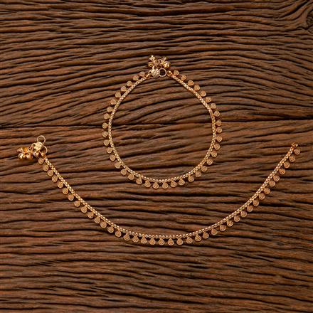 Antique Plain Matte Gold Payal With Matte Gold Plating