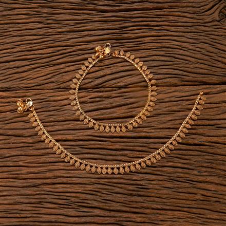 Antique Plain Matte Gold Payal With Matte Gold Plating