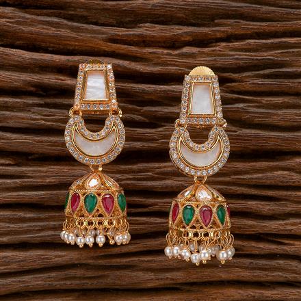 Antique Mother Of Pearl Earring With Gold Plating