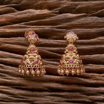 Antique Jhumki With Matte Gold Plating