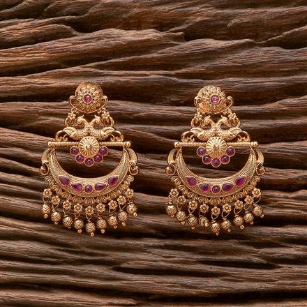 Antique South Indian Earring With Matte Gold Plating