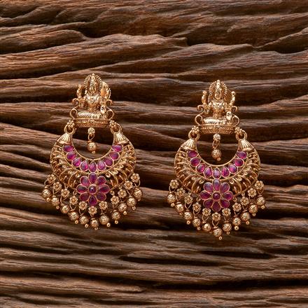 Antique Temple Earring With Matte Gold Plating