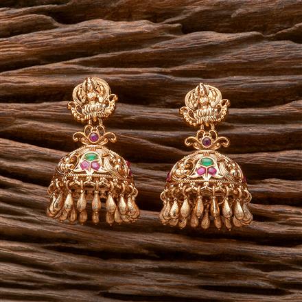 Antique Jhumki With Matte Gold Plating