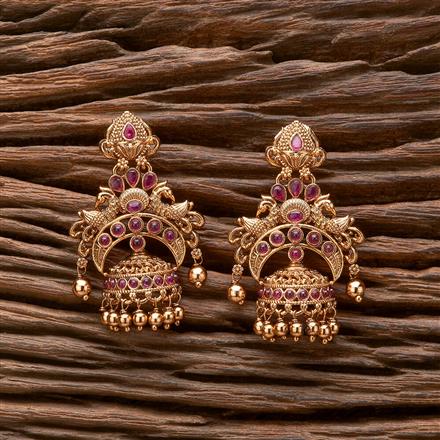 Antique Peacock Earring With Matte Gold Plating