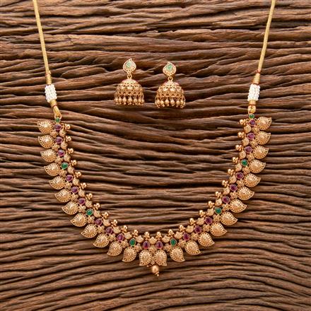 Antique Classic Necklace With Matte Gold Plating
