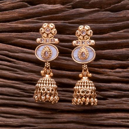 Antique Mother Of Pearl Earring With Matte Gold Plating