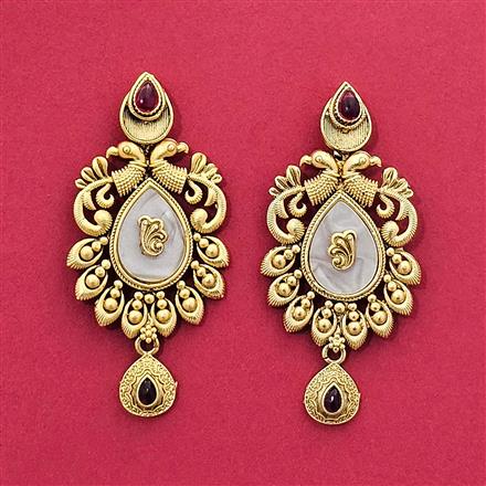 Antique Mother Of Pearl Earring With Matte Gold Plating