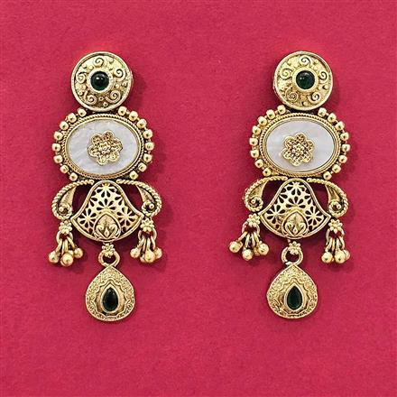 Antique Mother Of Pearl Earring With Matte Gold Plating