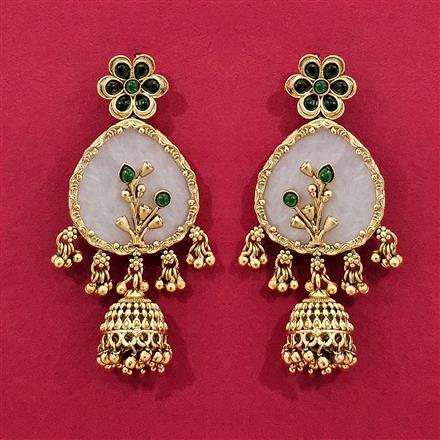 Antique Mother Of Pearl Earring With Matte Gold Plating