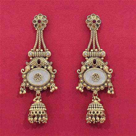 Antique Mother Of Pearl Earring With Matte Gold Plating