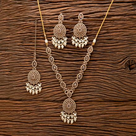 Antique Moti Necklace With Mehndi Plating