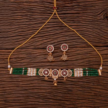 Antique Choker Necklace With Matte Gold Plating