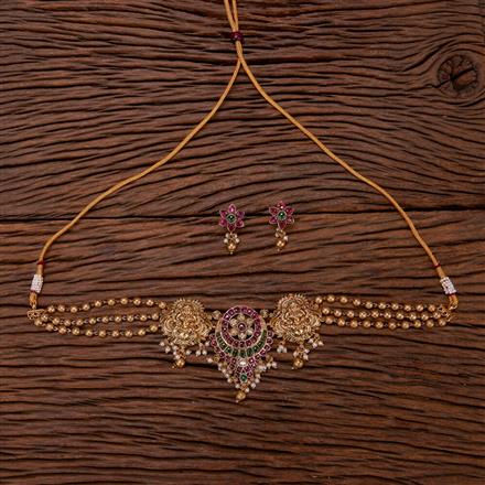 Antique South Indian Necklace With Matte Gold Plating