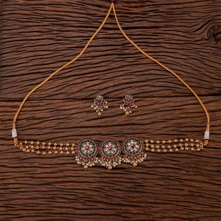 Antique South Indian Necklace With Matte Gold Plating