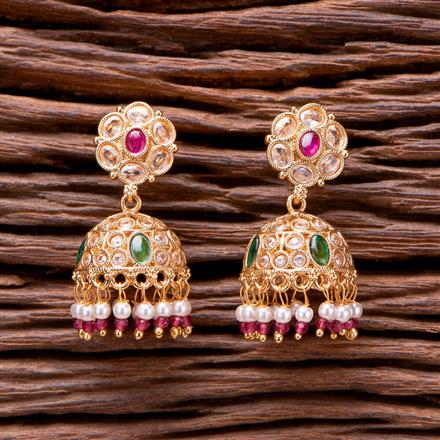 Antique Moti Jhumki With Gold Plating