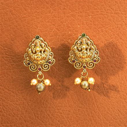 Antique South Indian Earring With Matte Gold Plating