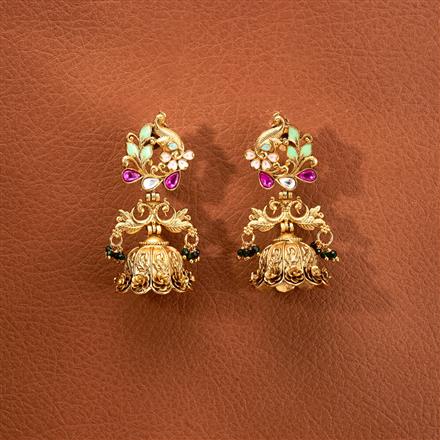 Antique Jhumki With Matte Gold Plating
