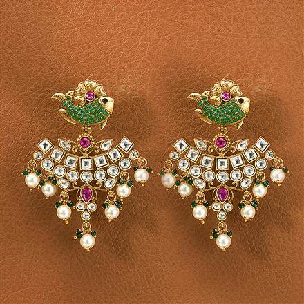 Antique Pearl Earring With Matte Gold Plating