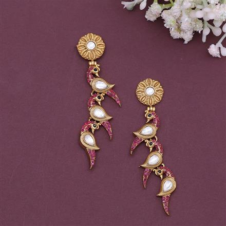 Antique Peacock Earring With Matte Gold Plating