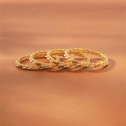 Antique Pearl Bangles With Gold Plating