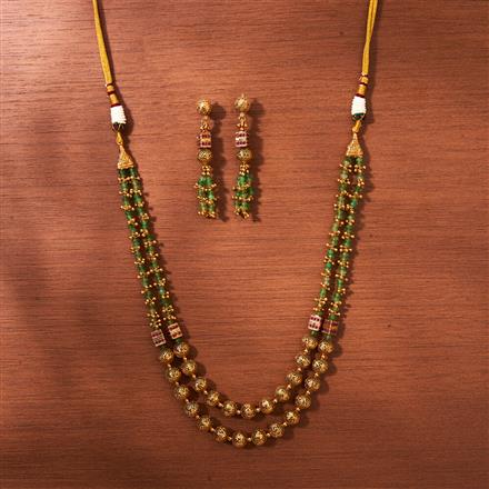 AntiqueMoti Mala Necklace With Gold Plating