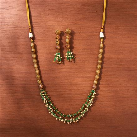 AntiquePearl Mala Necklace With Gold Plating