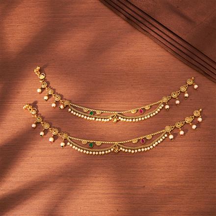 Antique Pearl Payal With Gold Plating
