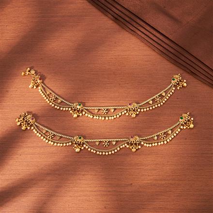 Antique Pearl Payal With Gold Plating