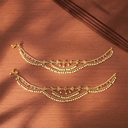 Antique Moti Payal With Gold Plating