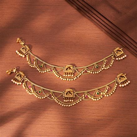 Antique Pearl Payal With Gold Plating