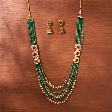 AntiqueMoti Mala Necklace With Gold Plating