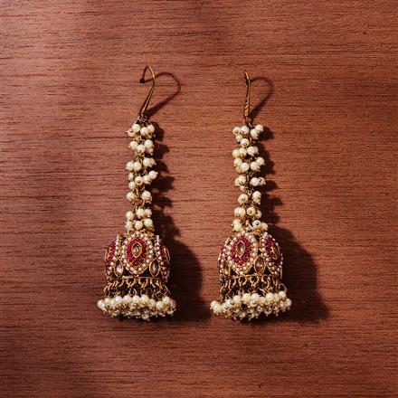 Antique Pearl Jhumki With Mehndi Plating