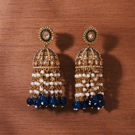 Antique Pearl Earring With Mehndi Plating