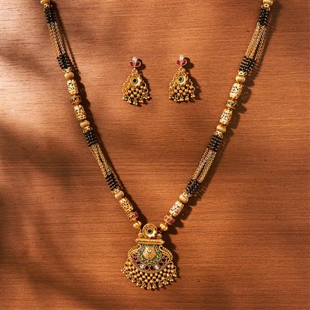 Antique Classic Mangalsutra With Matte Gold Plating